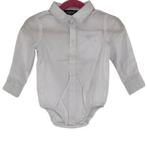 Bardot Junior 12-18M White Textured Grow Button Up Long Sleeve Shirt O4-4